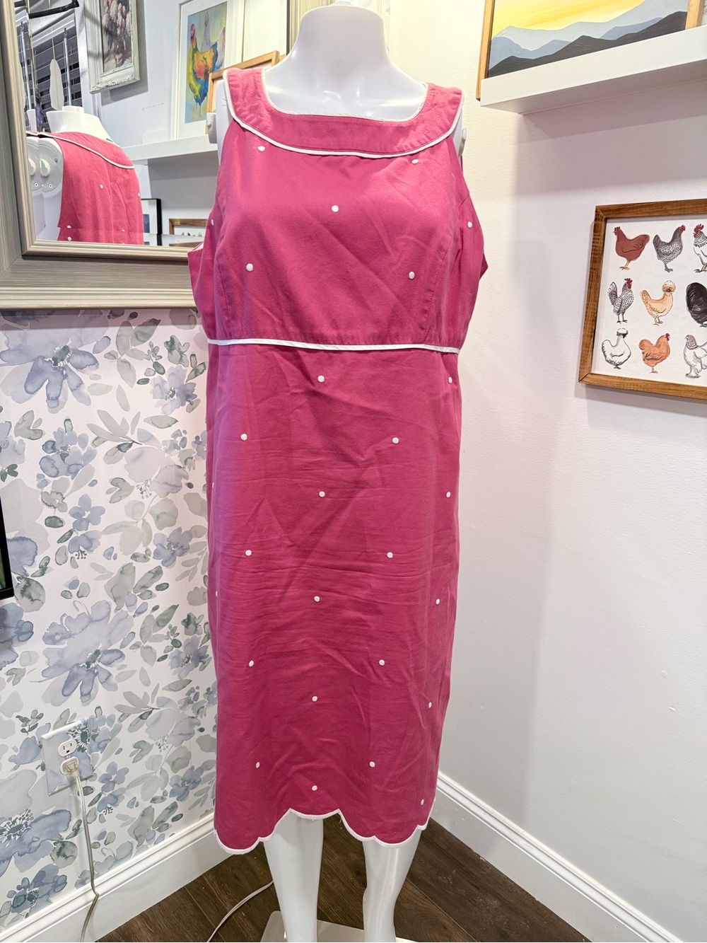 Ann Taylor Pink Dress with White Trim